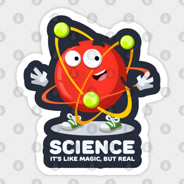 happy atom mascot SCIENCE It's Like Magic, But Real Sticker by VizRad